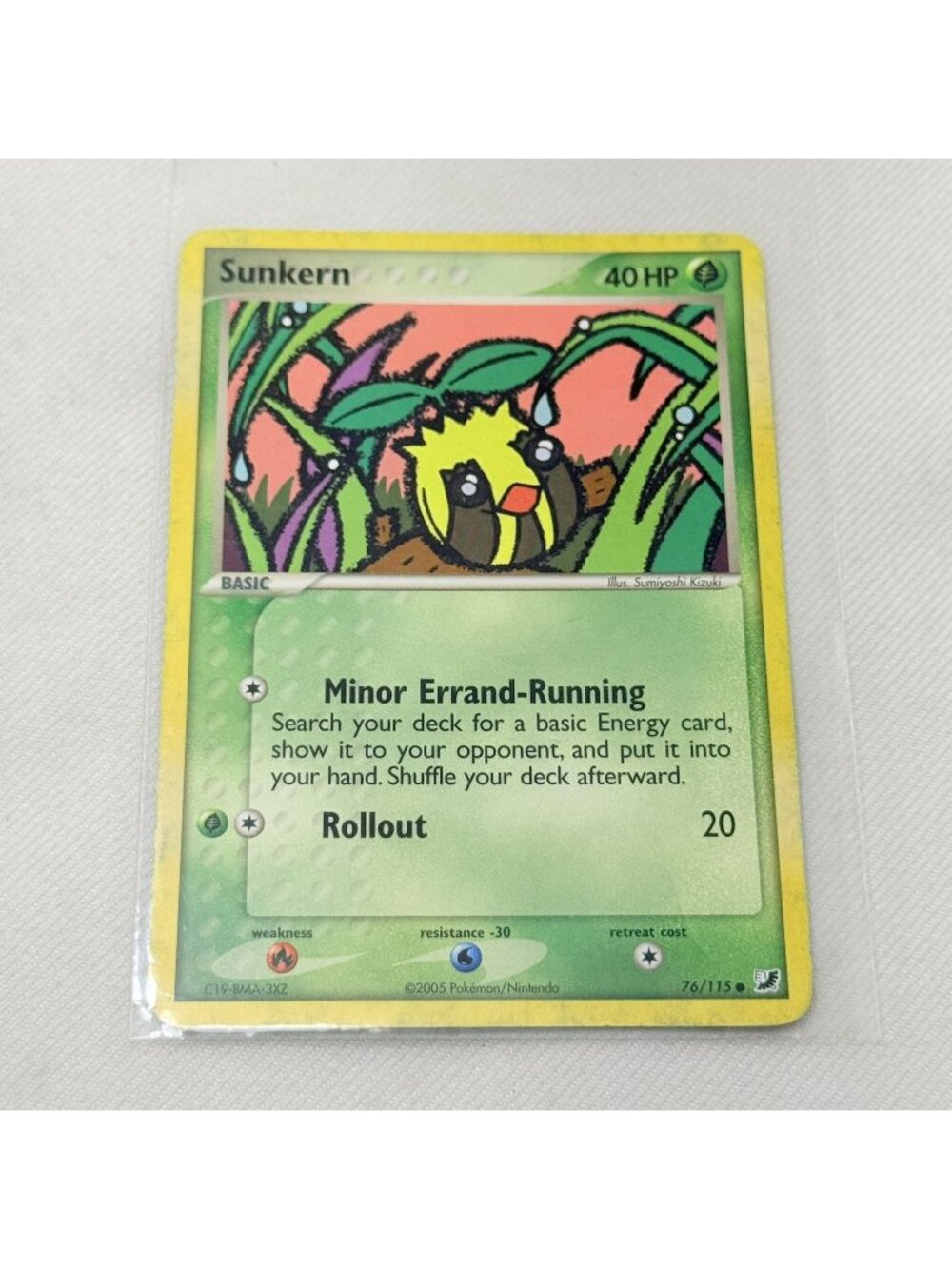 2005 Pokemon Card Sunkern 76/115 Ex Unseen Forces Grass Minor Errand Rollout